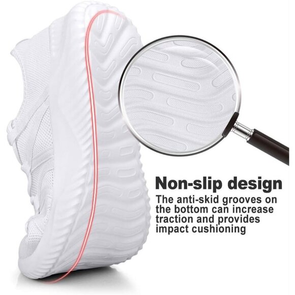 Men's White Breathable Lightweight Comfortable Non Slip Fashion Sneakers - Picture 3 of 6